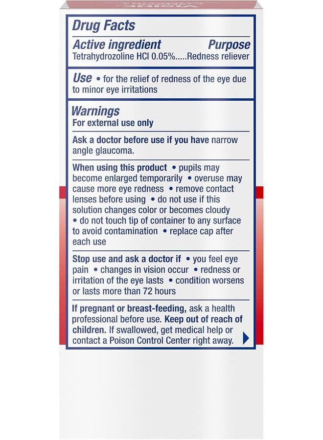 Visine Red Eye Comfort Redness Relief Eye Drops to Relieve Red Eyes Irritations Fast, Tetrahydrozoline HCl, 15ml - Image 2